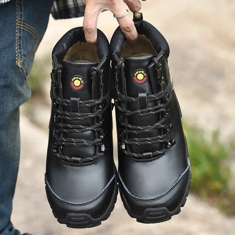 

Classic men's boots Italian handmade men's ankle boots outdoor waterproof men's basic work shoes winter lace-up men's shoes