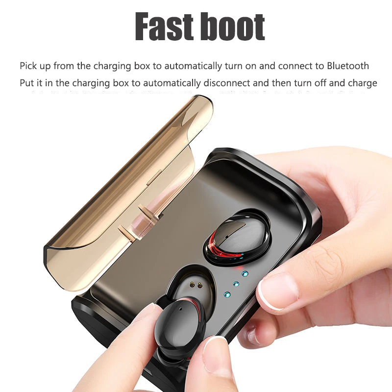 Powerful T8 wireless bluetooth 5 1 headset HIFI mini in ear sports running headset supports iOS Android mobile phone HD calls