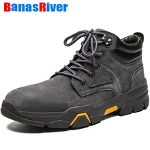 Новые осенне-Весенние и зимние мужские ботинки плюшевые теплые кожаные уличные ботинки в стиле милитари, нескользящая удобная обувь, большие размеры 39-48