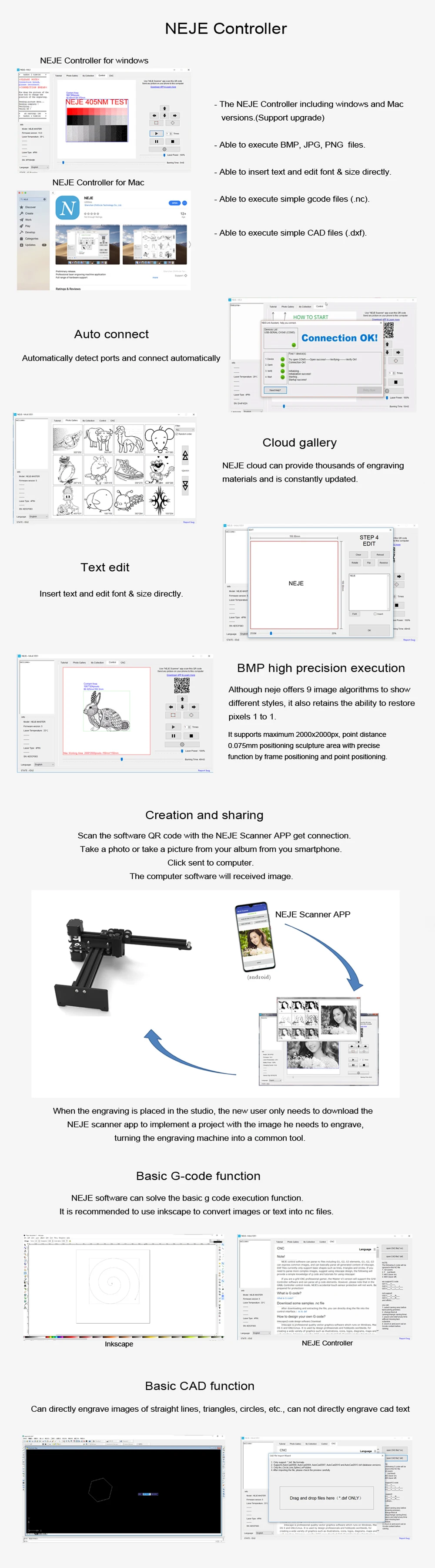 wood pellet machine NEJE 3 N30820/N30610 Laser Engraver 20W CNC Wood Engraving Machine DIY Laser Cutter with APP Control-Bluetooth-MEMS Protection portable woodworking bench