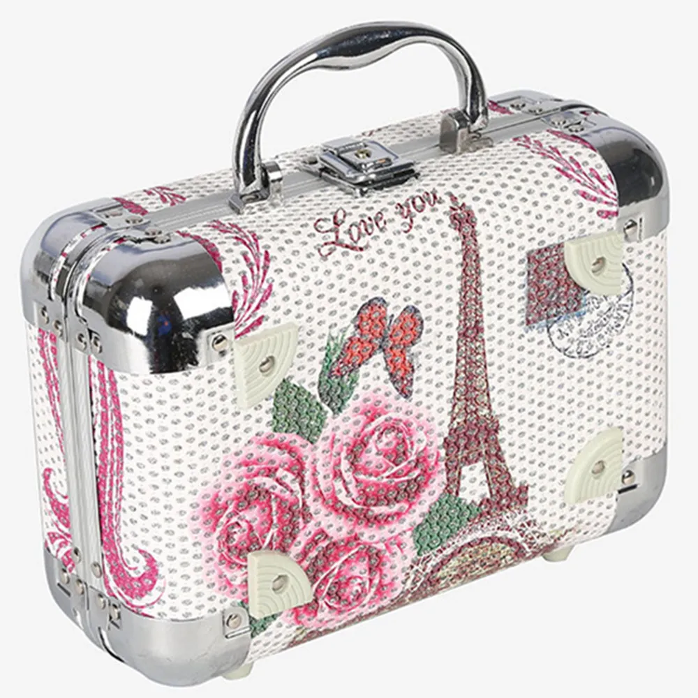 Portable Aluminum Frame Suitcase Bag Cosmetic Case Makeup  Tattoo Flower Toolbox Hairdressing Nail Art Jewelry Storage Lock Box aluminum alloy frame abs mobile phone case storage box portable smartphone display suitcase travel security toolbox with 2 lock