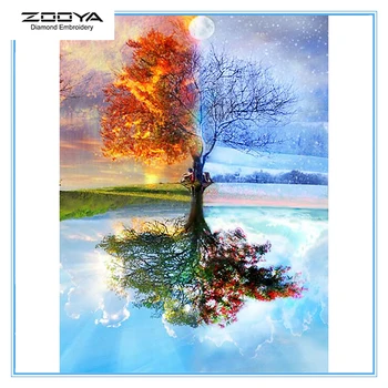 

Zooya 5D Diy Diamond Painting Landscape Diamond Crystal Embroidery Four Seasons Tree Cross Stitch Mosaic Home Decor Gift Lx337