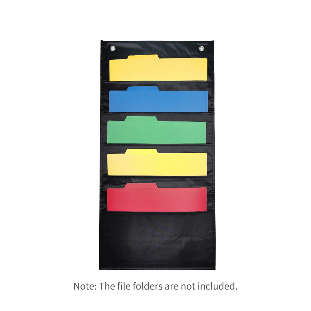 Hanging Wall File Organizer Large 5 Pockets Storage Pocket Chart with 2 Hangers Folder Holder Document Organizer for Office