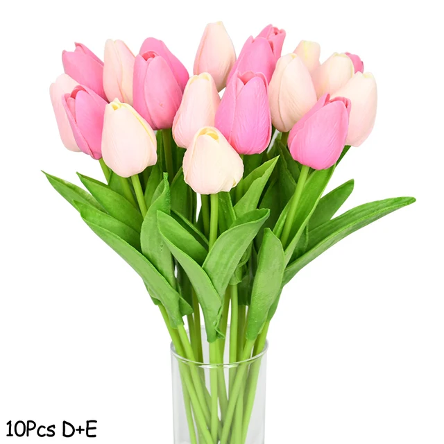 10PCS Tulip Artificial Flower Real Touch Artificial Bouquet Fake Flower for Wedding Decoration Flowers Home Garen Decor Mix5