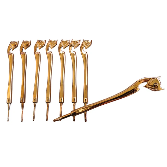 8pcs Gold aluminum Knitting needles and Crochet tools and accessories  Crochet hooks so weave Hooks and