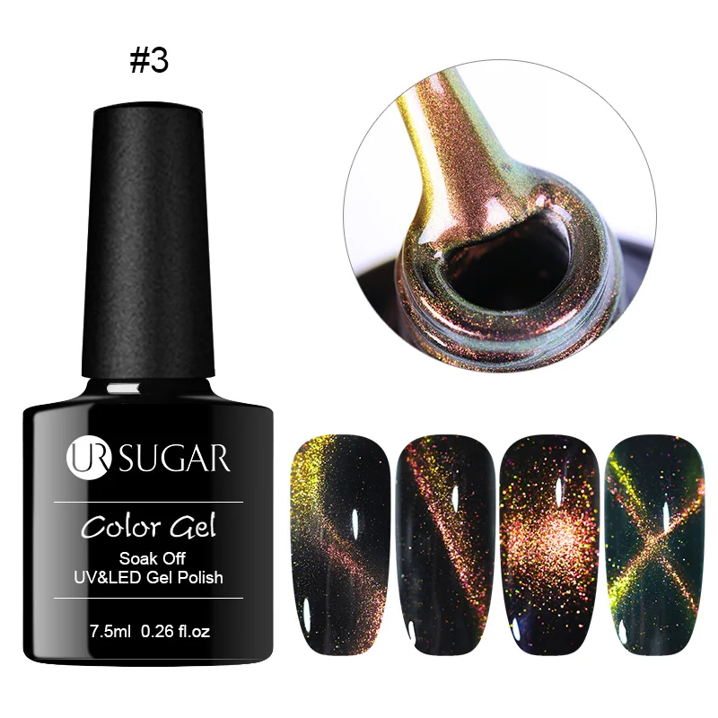 UR SUGAR 9D Chameleon Magnetic Gel Nail Polish Long Lasting Laser Glitter 7.5ml Cat Eye Nail Art Gel Soak Off UV LED Gel Varnish - Цвет: chameleon3