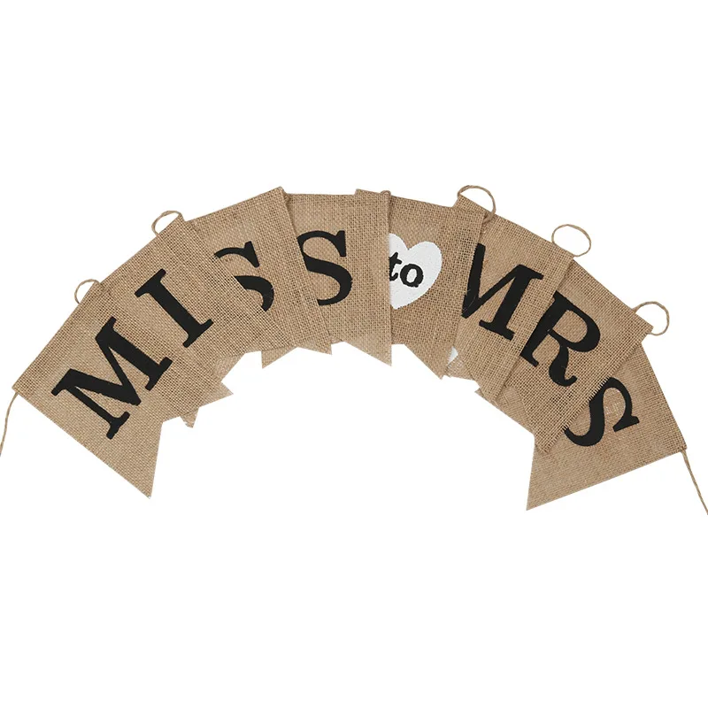DIY Creative Party Decoration Hanging Flag Christmas Heart Linen Pennants Baby Shower Pennants