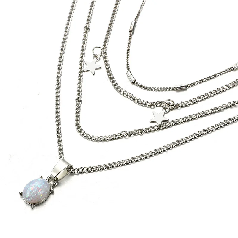 Модное многослойное ожерелье со звездами из цинкового сплава для женщин, ожерелье с кулоном, колье, ожерелье, ювелирные изделия