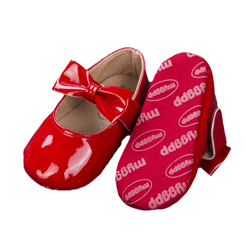 Newborn Baby Girl Anti-slip Bling Crib Pram Shoes Anti-slip Bow Solid Leather Soft Sole Prewalker Soft Sole Prewalker Hot