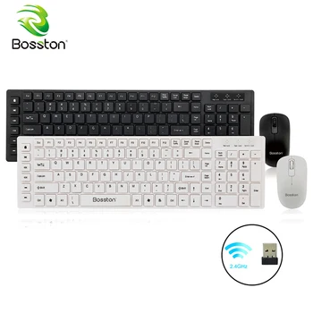

Bosston Wireless Keyboard and Mouse Set 2.4GHz with USB 2.0 Nano Receiver Ultra Thin English Keyboards for PC Laptop