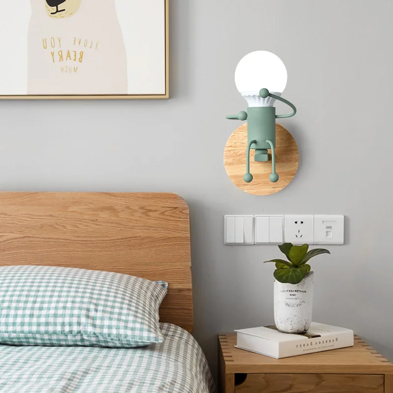 Mini Kid's room Wall Light Nordic Children lamp Bedroom Wall lights Creative Girl Doll led sconces Background Wall LED Lights