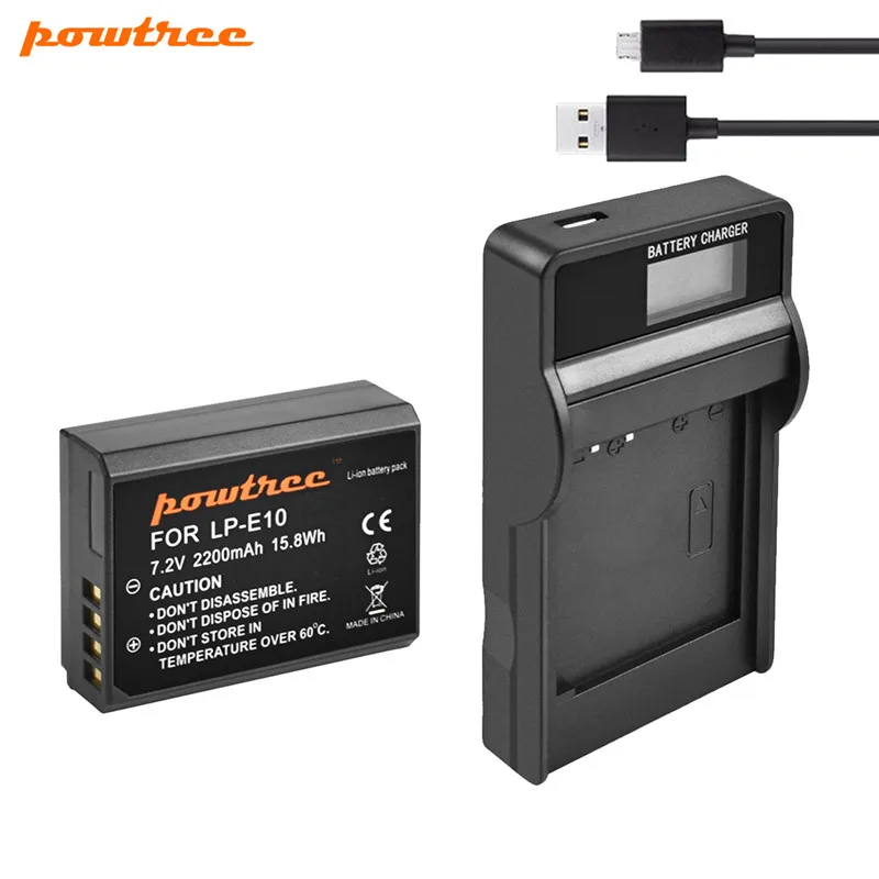 1Battery Charger Powtree LP-E10 LPE10 LP E10 батарея для камеры+ USB ЖК-зарядное устройство для Canon EOS 1100D 1200D 1300D Rebel T3 T5 T6 KISS X50 X70 батарея - Цвет: 1Battery Charger