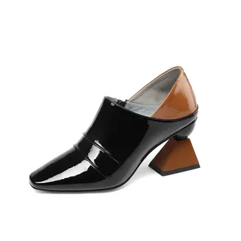 

Top Quality genuine leather Single Shoes Woman 2021 New Basic sqaure toe Women Pumps Party Office ladies dress work Shoes