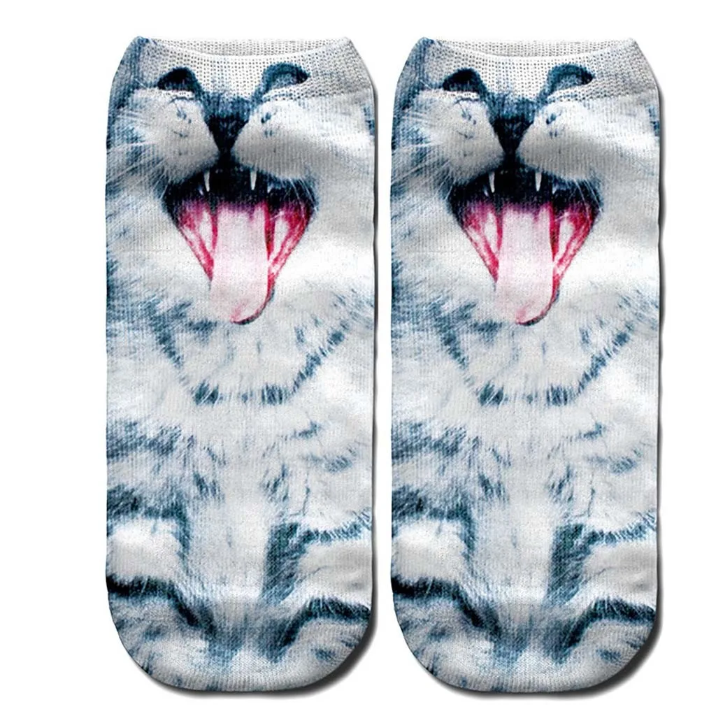 Женские носки с объемным рисунком; необычные забавные короткие носки с котом; Милые цветные носки-лодочки с рисунком кота; calcetines skarpetki; носочки;#30