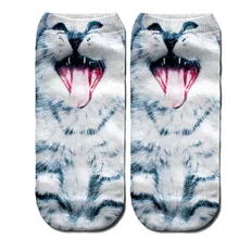 Женские носки с объемным рисунком; необычные забавные короткие носки с котом; Милые цветные носки-лодочки с рисунком кота; calcetines skarpetki; носочки;#30