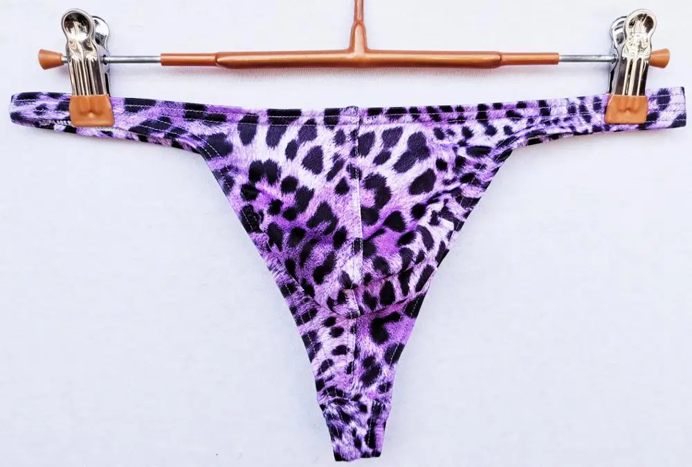 2020 Leopard Print Mens Thongs And G Strings Low Rise Brief Penis Hipster Men's Briefs Sexy Thongs Breathable Thong HT032