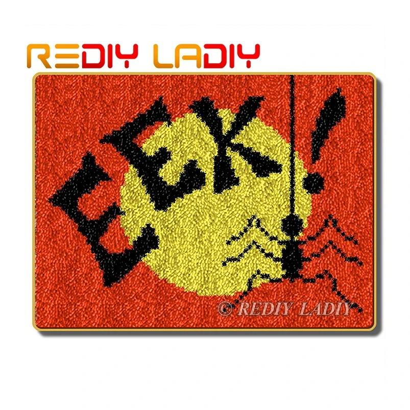 Крючок с защелкой, ковер для вязания крючком, ковер Eek, паук, акриловая пряжа, предварительно напечатанный холст, коврик для подушки, вязание крючком, гобелен, хобби и ремесла