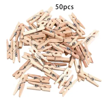 

50pcs Mini Wooden Clothespin Photo Paper Clips Peg Pin Craft Postcard Clips Home Decoration