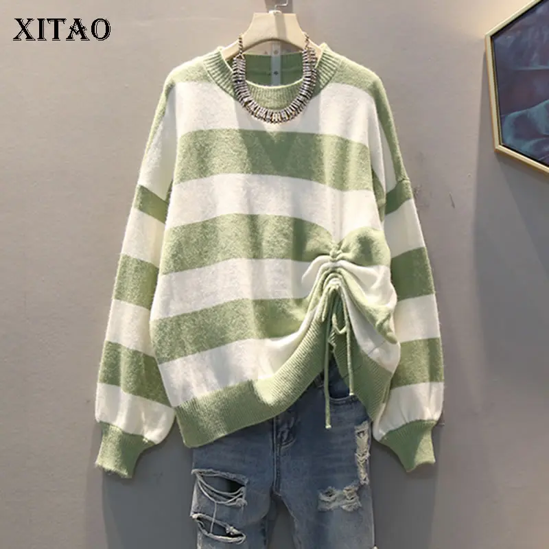 XITAO Tide Drawstring полосатый свитер женская одежда 2019 Модный пуловер Большие размеры