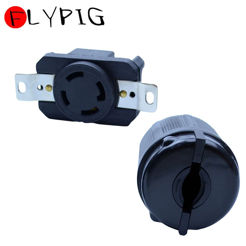 Черный FLYPIG 2 шт. качественный генератор RV AC вилка и розетка L14-30 30 Ампер 120 В 220 В Мужская и женская розетка - Название цвета: Черный