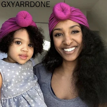 

2020 New Mommy And Me Cotton Donut Round Hat Women Caps Baby Girls Turban Hats Twist Knot Headwear Hair Accessories