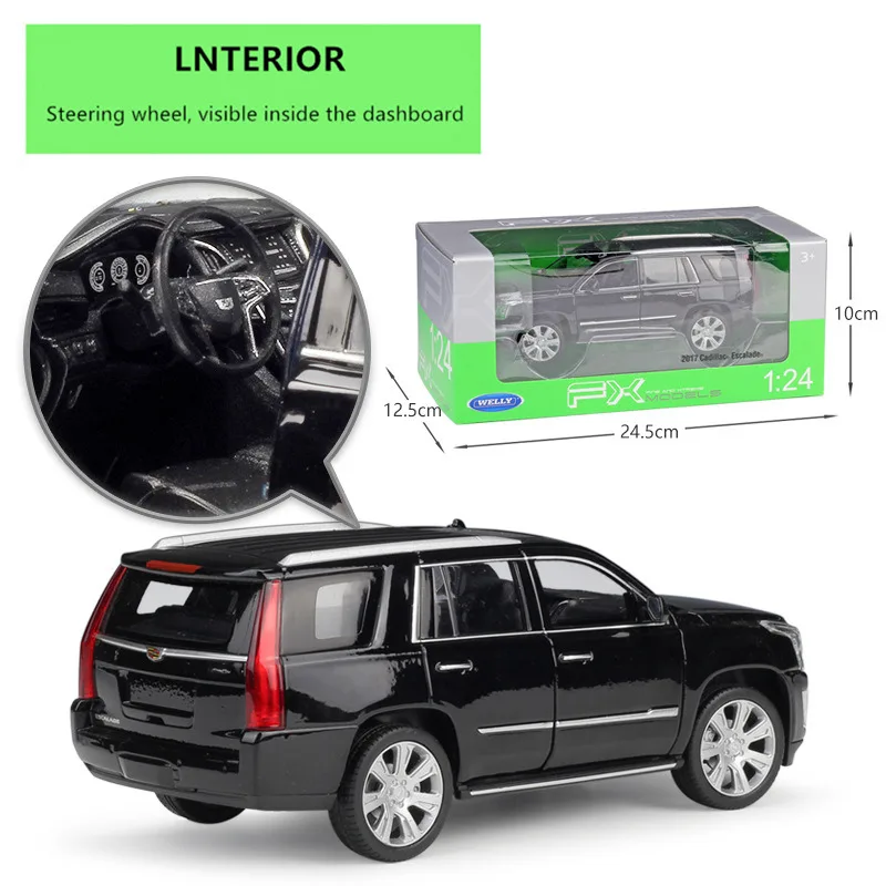 WELLY 1:24 Cadillac 2017 Escalade внедорожник моделирование брелок для автомобильных ключей