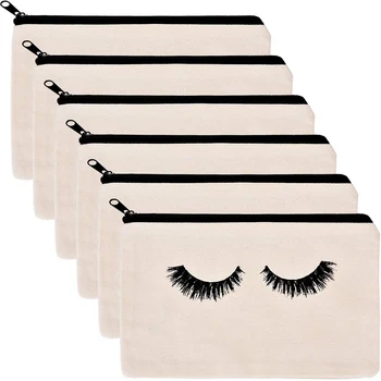 

LJL-6Pcs Pencil Case Makeup Bag Cosmetic Bag Stationary Bags Travel Pouch Toiletry Case with Zippered Pocket (Eyelash)