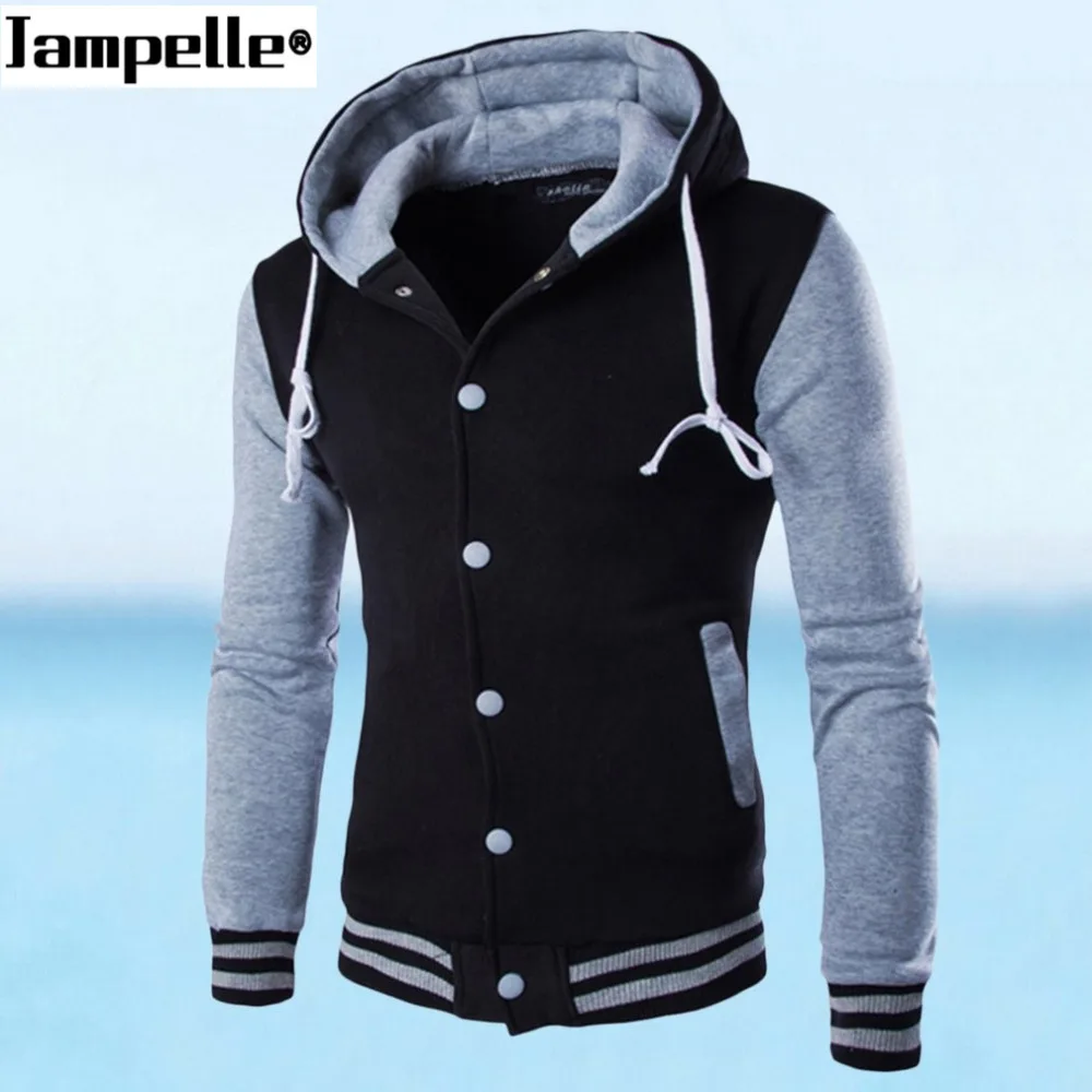 Мужская баскетбольная куртка с капюшоном Хлопок Slim Fit белый мужской толстовки Лоскутная заготовки пуговиц спортивная верхняя одежда осень зима