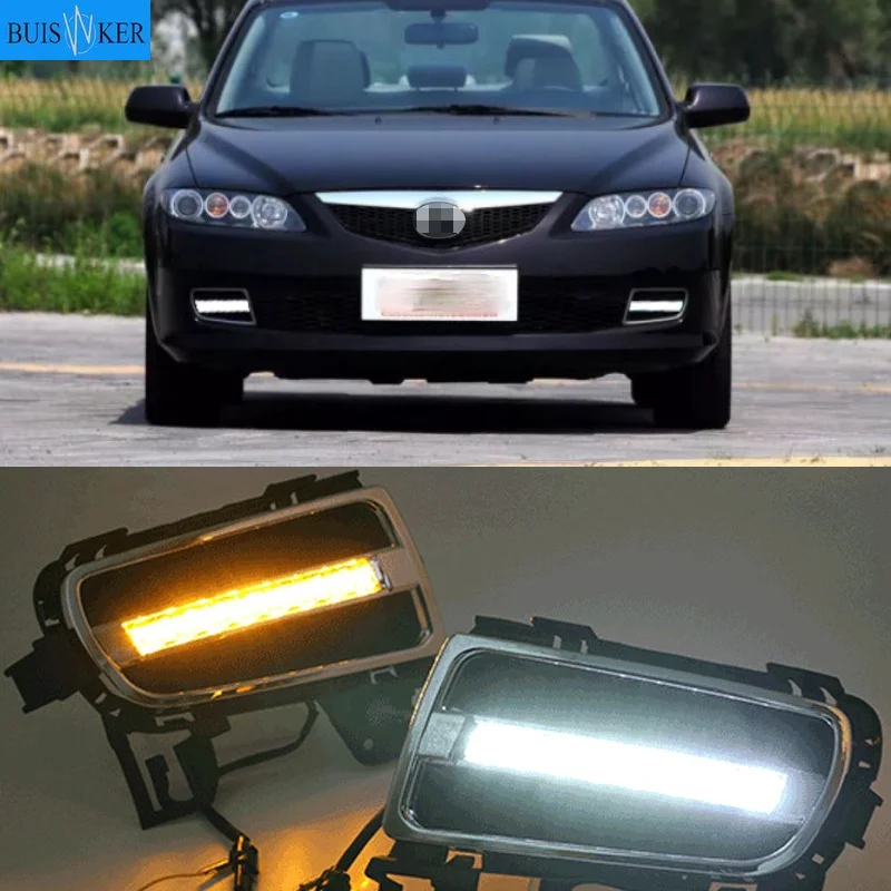 

Дневные ходовые огни для Mazda 6 Mazda6 2005 2006 2007 2008 2009, дневные ходовые огни, противотуманная фара, 1 пара, 12 В дневного света
