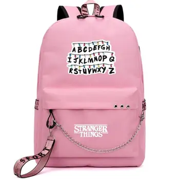 

Fashion Backpacks Girls Stranger Things Pink/Black School Bag Students Back to School Shoulders Backpacks Casual Bags