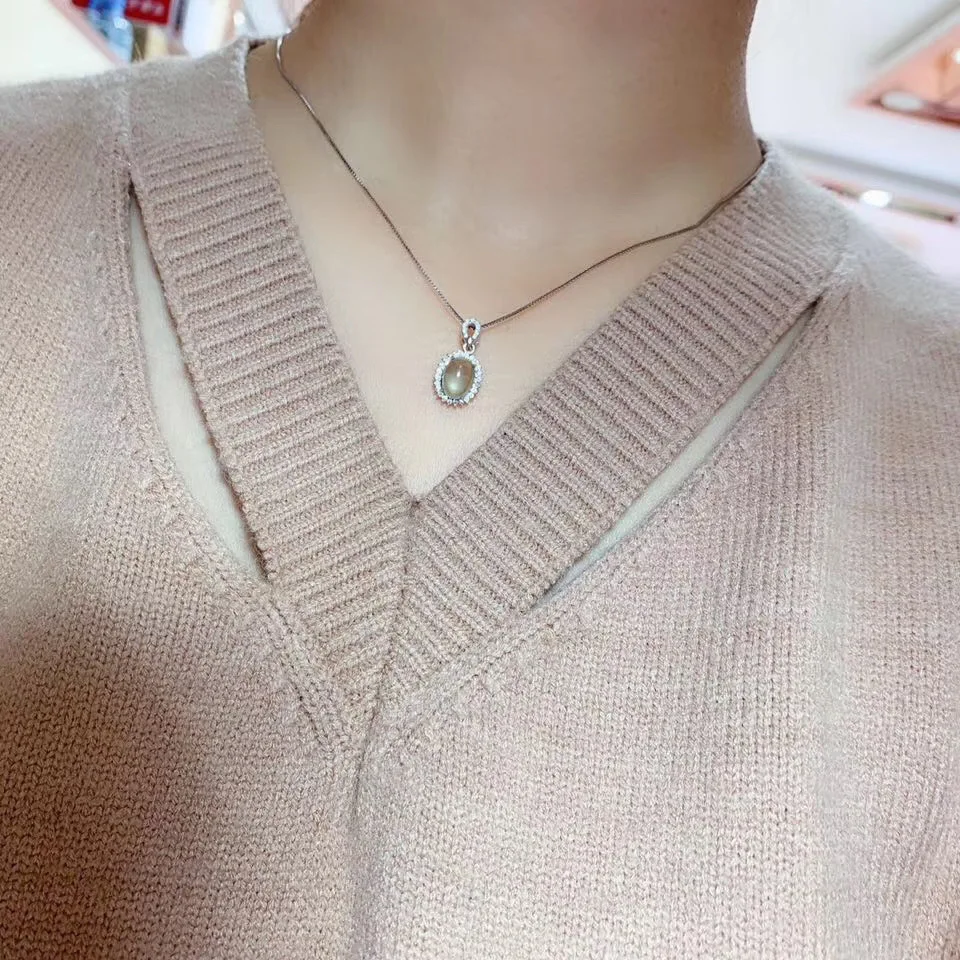 Real and Natural Prehnite Pendant And Necklace 925 sterling silver Fine jewelry | Украшения и аксессуары