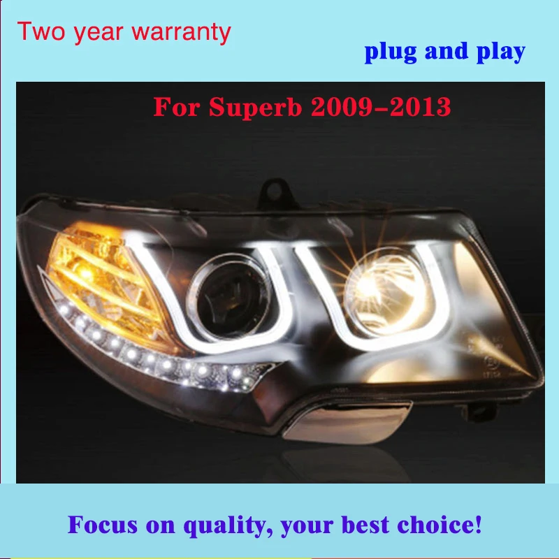 Автомобильный Стайлинг для Skoda Superb фары 2009-2013 Superb светодиодный фары DRL Объектив двойной луч H7 Ксеноновые Биксеноновые линзы