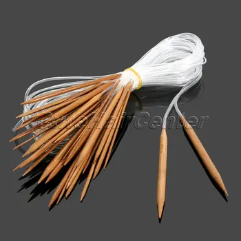 

Hot 18pcs 18 Sizes Circular Carbonized Bamboo Knitting Needles Professional Weaving Needle Knit Set Costura Sewing Accessories