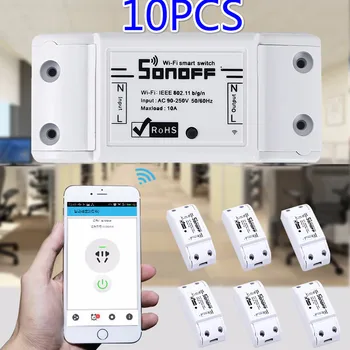 

10pcs Sonoff Basic R2 Wifi DIY Smart Wireless Remote Switch Domotica Light Controller Module Work With Alexa Google Home EWeLink