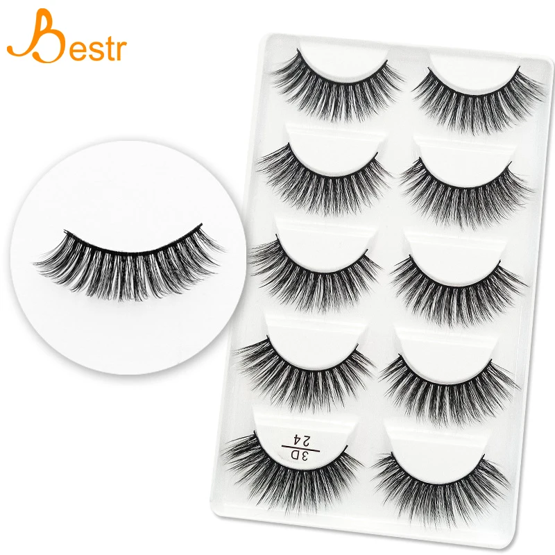 

5 Pairs/Box 3D Mink Lashes Natural Thick Fake Eyelashes Individual Clusters Beauty Silk False Eyelashes Extensions Makeup Tools