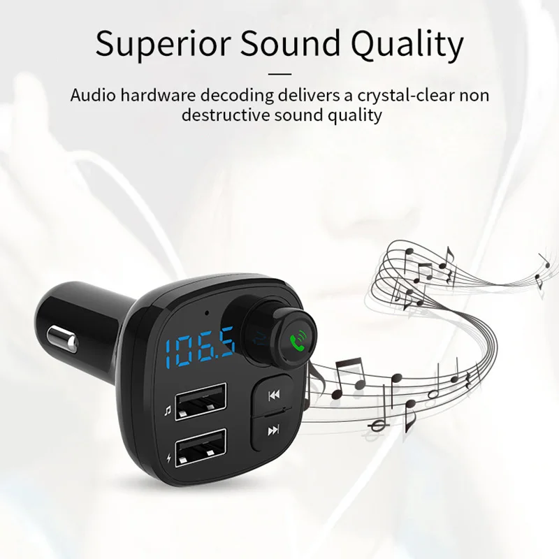 Bluetooth автомобильный fm-передатчик беспроводной радио адаптер mp3-плеер дисплей зарядного устройства USB: светодиодный экран дисплея