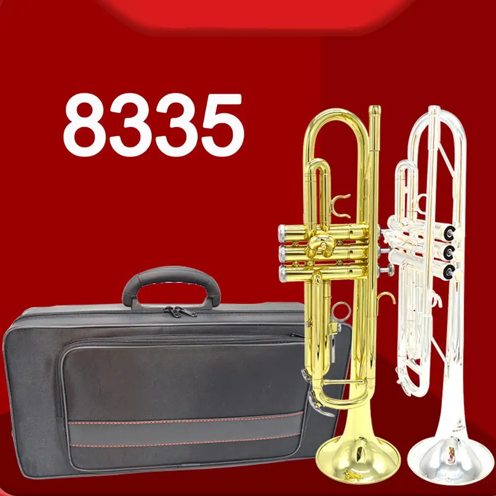 New De Xin Bb Trumpet 8335 Gold Lacquer Music Instruments Profesional Trumpets Student Included Case Mouthpiece Accessories