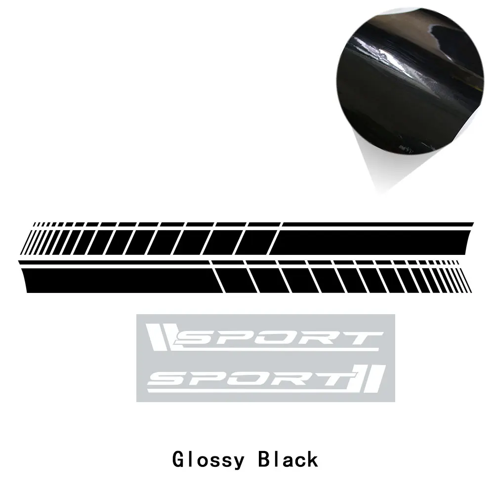 glossy black 2 шт. двери автомобиля боковые полосы юбка наклейка для Mercedes Benz A B C E CLA GLA CLS GLK класс W204 W205 W203 C63 A45 W212 W213 - Название цвета: glossy black