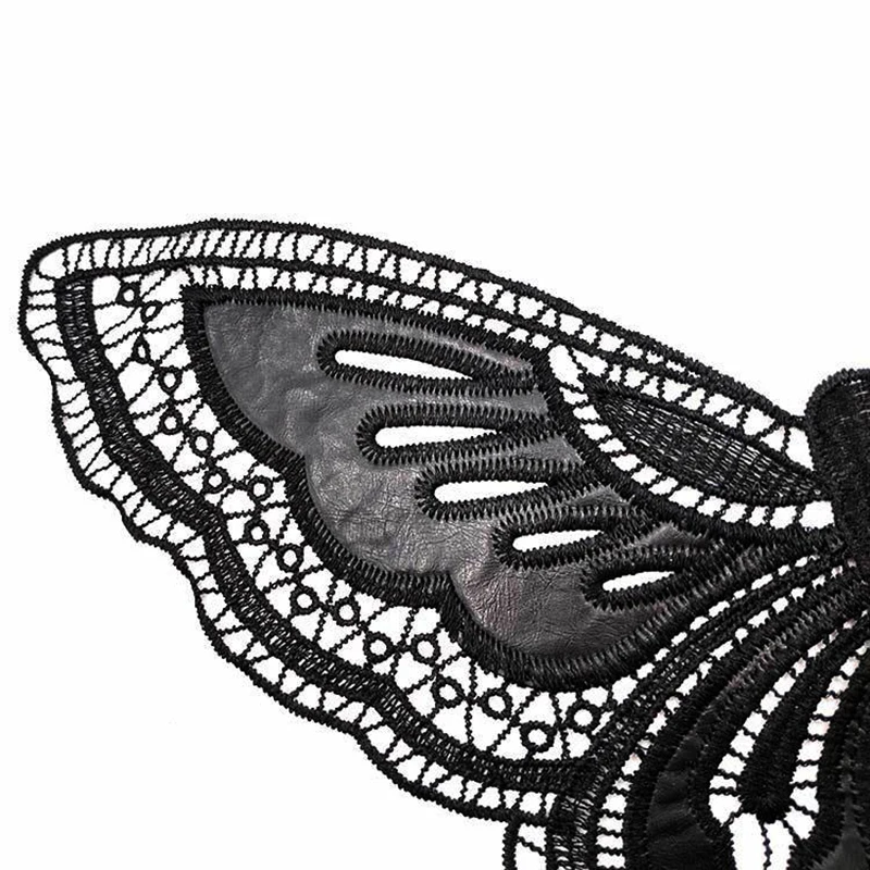 1 шт. Высококачественная Черная кружевная бабочка из ткани для декольте ткань кружевная ткань аппликация из гипюра Diy ремесло для шитья