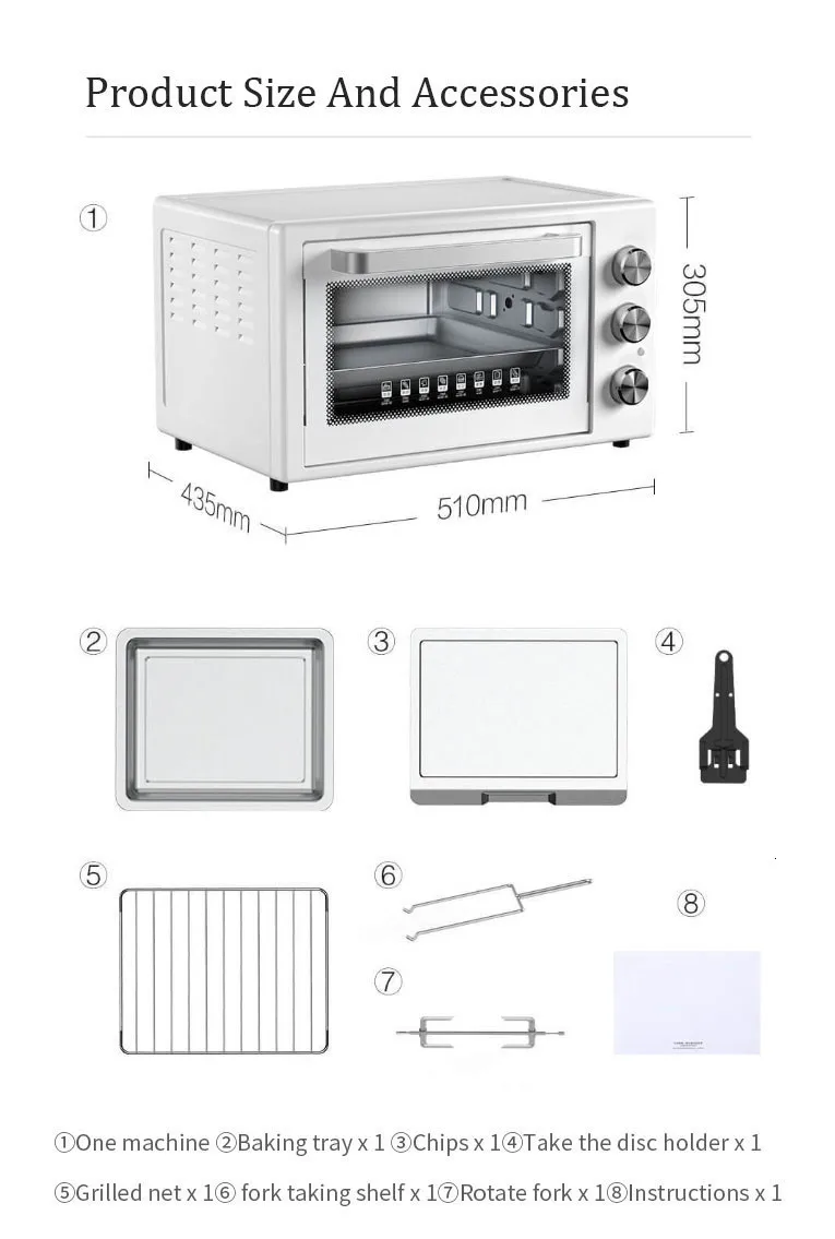 XIAOMI YOUPIN VIOMI VO3201 32L 1500W электрическая духовка 360 ° Roation 100-230 контроль температуры печь для выпечки