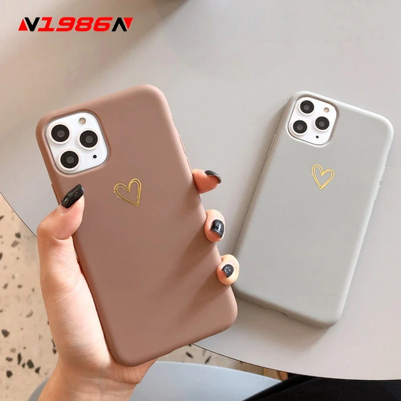 Чехол N1986N для телефона iPhone 11 Pro X XR XS Max 6 6s 7 8 Plus Модный милый мультяшный Золотой