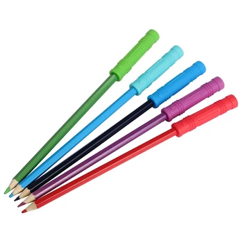 

Chewable Pencil Topper Silicone Teether Pencil Cover Tube Teething Sensory Toy for Kids Boys Girls