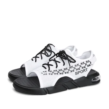 

Men's Summer Casual Slippers Man Breathable Mesh Sandals Male Rubber Air Cushion Soles Beach Shoes