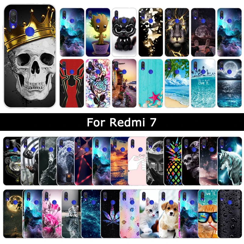 Чехол для Xiaomi mi Red mi 7, мягкий силиконовый чехол из ТПУ для Red mi 7, мультяшный милый рисунок собаки, защитный корпус для телефона чехол s Fundas Coque