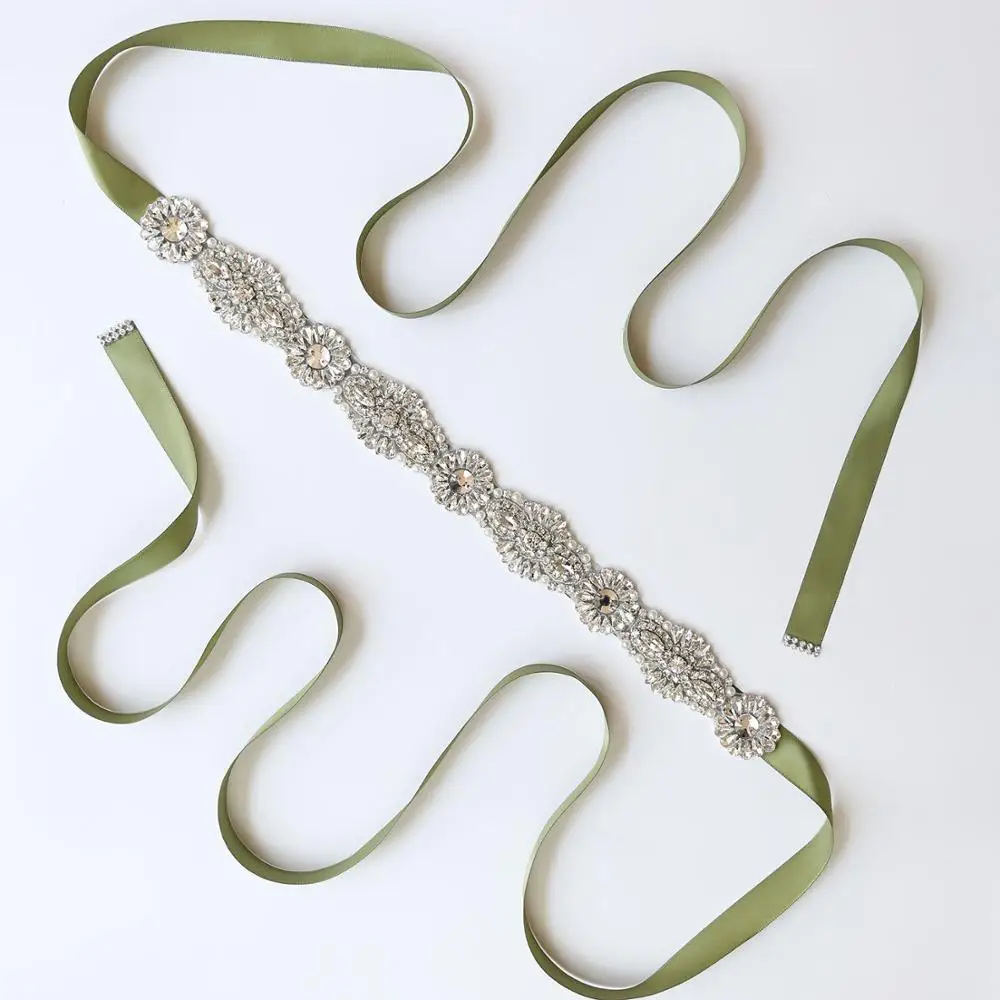 

Silver Rhinestones Bridal Belt Clear Crystal Hot Fix On Patch Colorful Ribbons Wedding Belt Sash For Bridal Bridesmaids Dresses