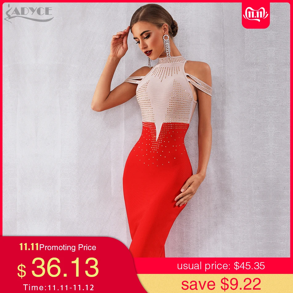 Kaufen Adyce 2019 Neue Sommer Verband Kleid Frauen Elegante Rote Off Schulter Sexy Feder Bodycon Club Perlen Kleid Promi Party Kleid