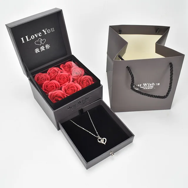 Boîte à bijoux Regina en mousse rose, collier je t'aime en 100 langues,  magnifique cadeau pour la Saint-Valentin - AliExpress