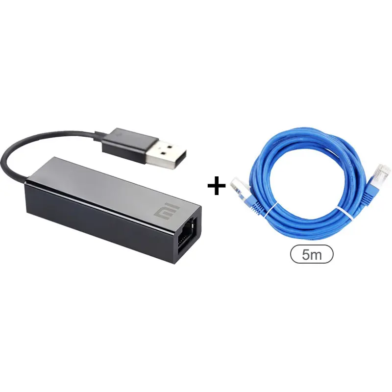 Adapter and 5m cable Крепление для спортивной камеры Xiao mi USB для оптоволкна вай-карты RJ45 кабель адаптера внешней 10/100 Мбит/с на mi коробка S 3C/3S 4 4C SE портативных ПК Тетрадь Usb2.0 - Цвет: Adapter and 5m cable