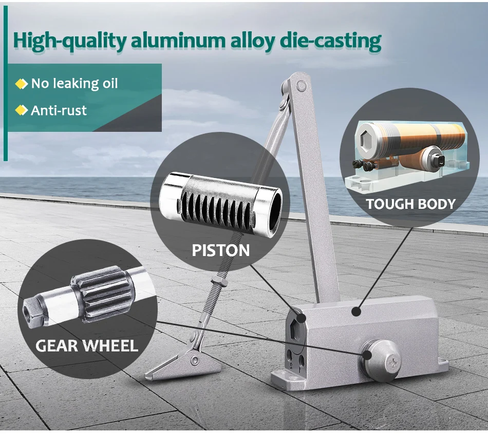 Marie 1102 silver automatic speed adjustable hydraulic buffer simple installation door closer for 25-45kg commercial residential_08