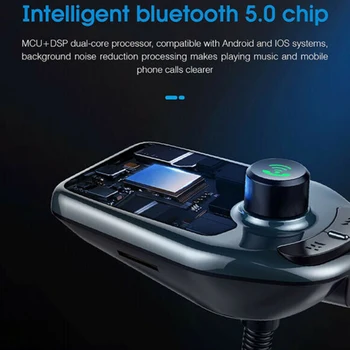 

D4 FM Transmitter Bluetooth 5.0 Music Player Car dual-port Charging 12V ~ 24V